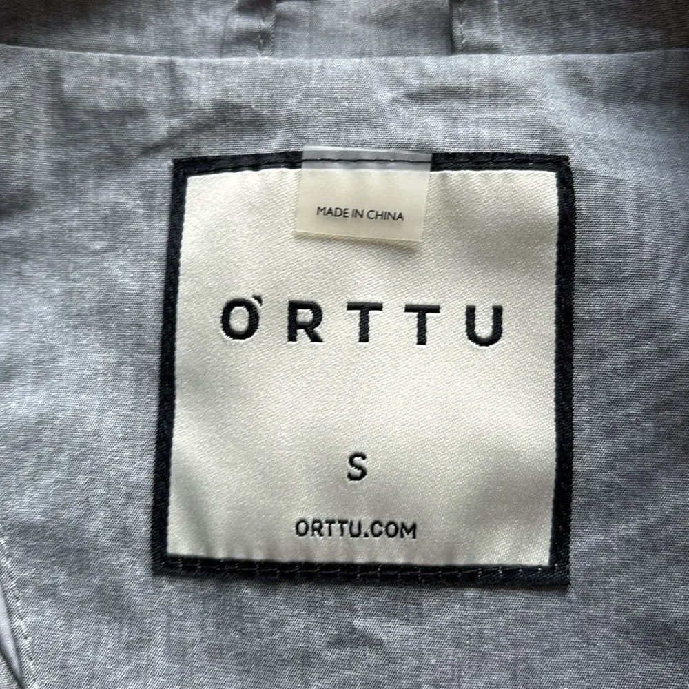 ORTTU Men’s Gray Hong Kong Belted Tech Light Technical Jacket Mandarin Collar
